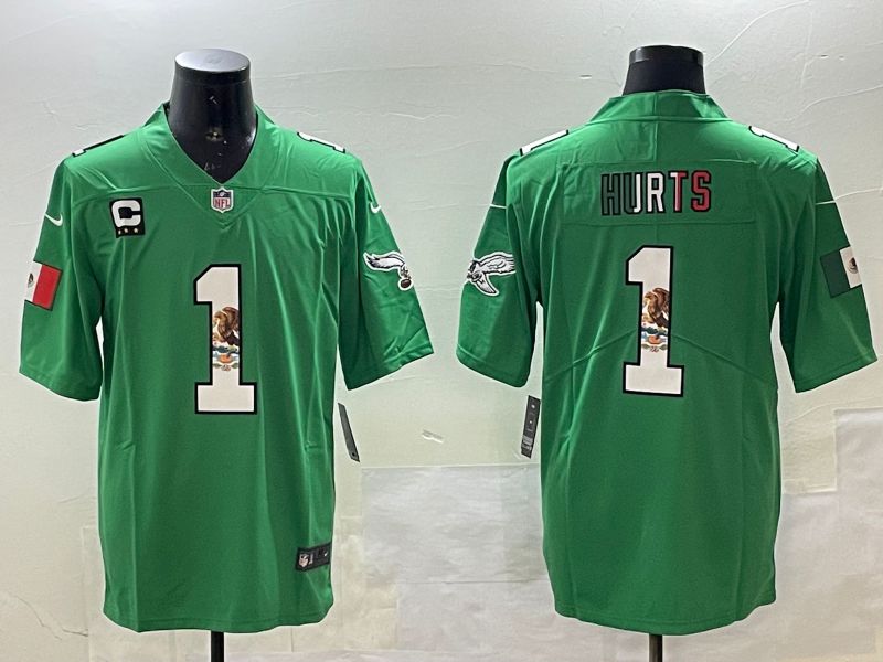 Men Philadelphia Eagles #1 Hurts Green three generations 2025 Nike Vapor Limited NFL Jersey style 21->philadelphia eagles->NFL Jersey